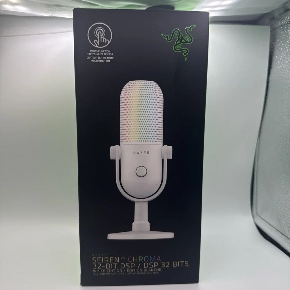 Razer Seiren V3 Chroma 32‐Bit DSP RGB USB-C Microphone In White Nib Review Unit